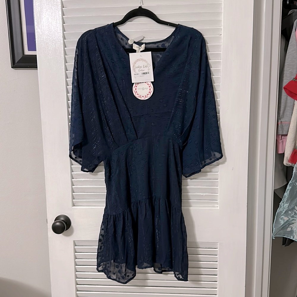 Navy Ruffled Dress